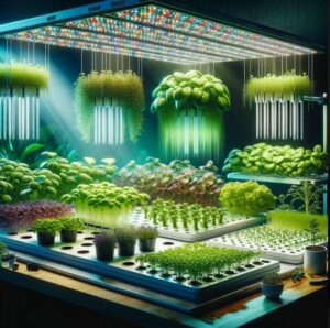 LED Grow Lights over and indoor garden